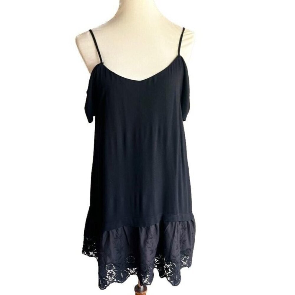 Nasty Gal Very J Jo Cold Shoulder Embroidered Dress Black Size M - Picture 2 of 14